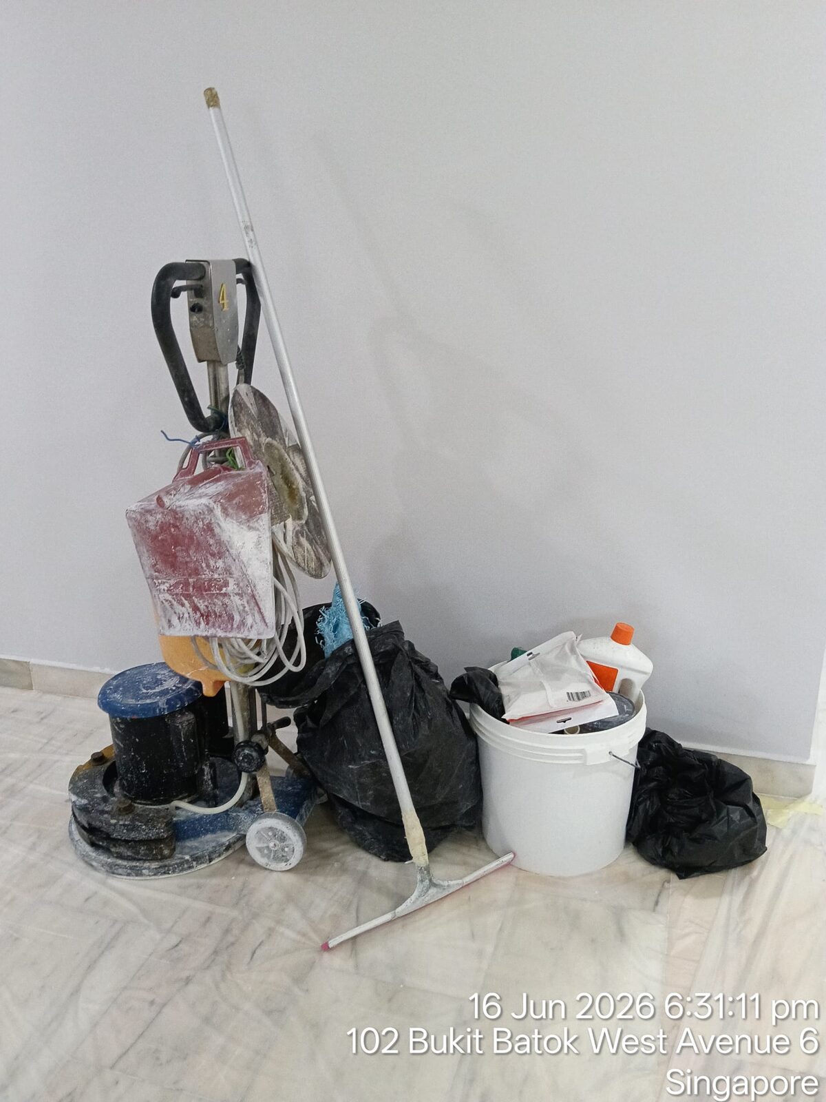 Freshly polished marble-veined terrazzo floor in a flat on Bukit Batok West Avenue 6, Singapore — second photo