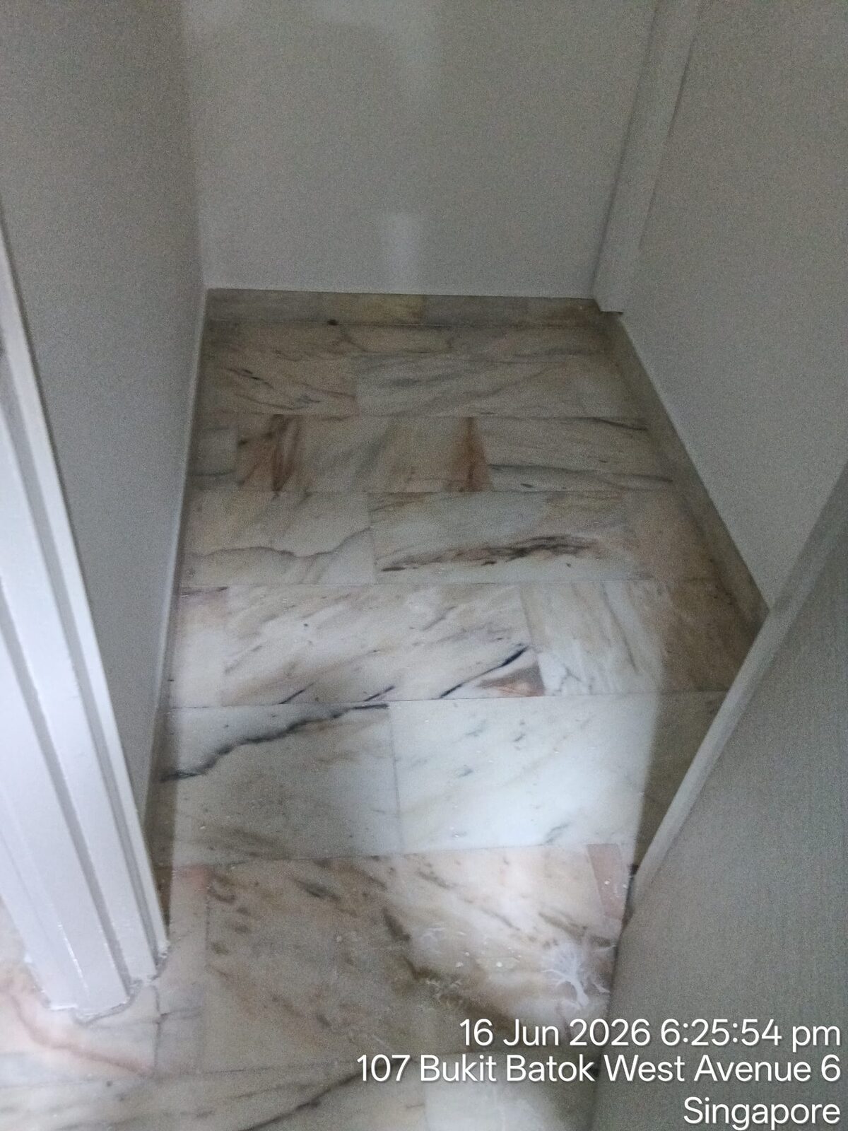 Freshly polished terrazzo storeroom floor